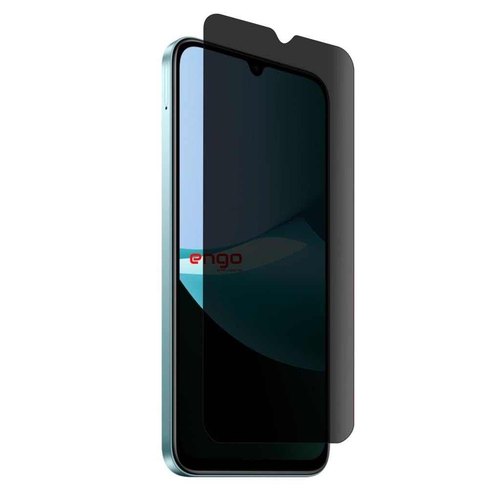 Üzerinde siyah ekran koruyucu bulunan mavi bir akıllı telefon.