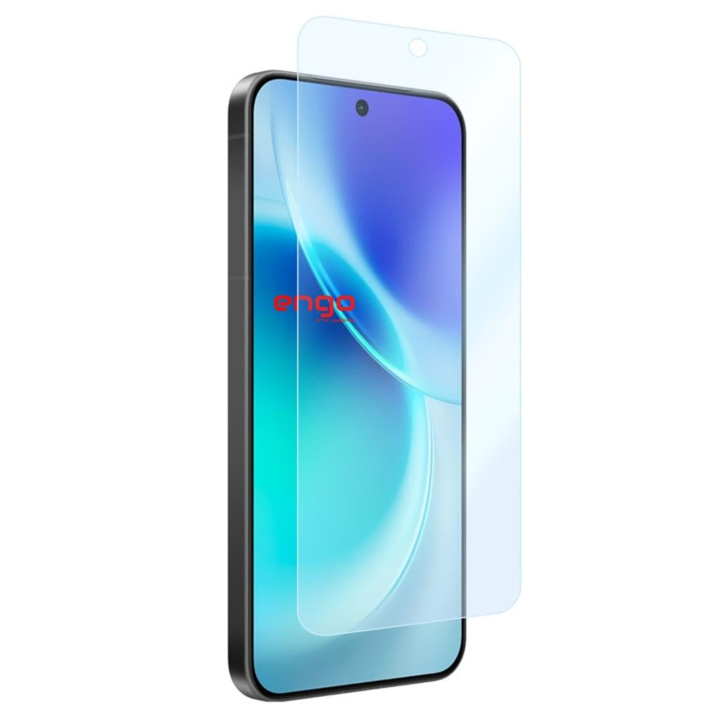 Ekranından soyulan şeffaf bir ekran koruyucusuna sahip akıllı telefon.