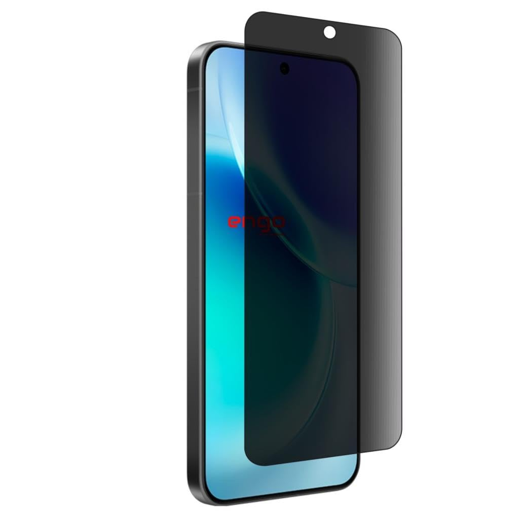 Renkli ekranından kaldırılan gizlilik ekran koruyuculu bir akıllı telefon.