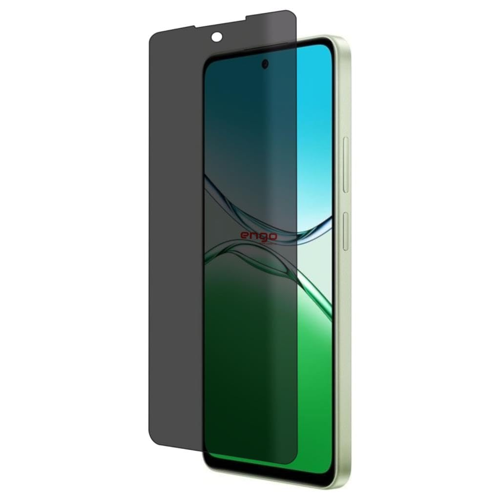 Yeşil duvar kağıdına sahip bir akıllı telefonun üzerine gri renkli gizlilik filtresi konulmuştur.