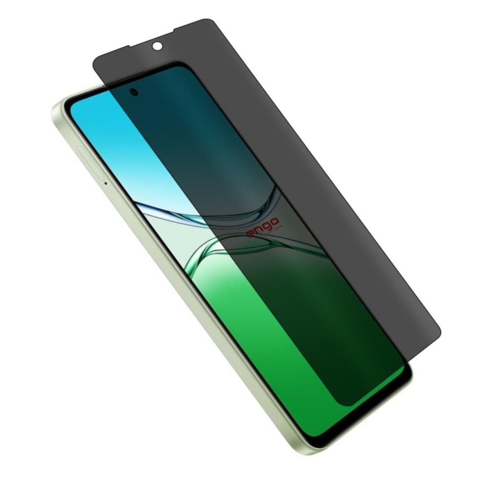 Kısmen kaldırılmış koyu renkli gizlilik ekran koruyuculu bir akıllı telefon.