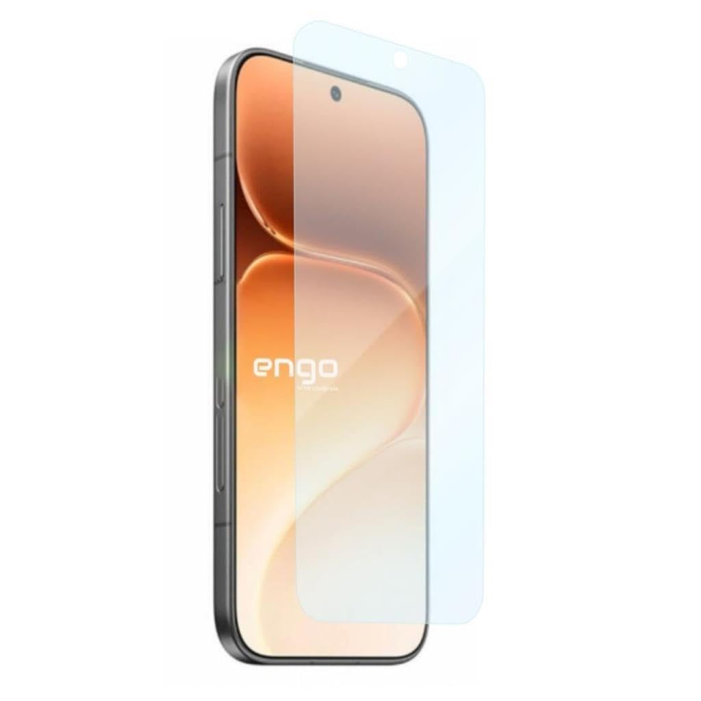 Üzerinde hafifçe süzülen şeffaf ekran koruyuculu akıllı telefon.