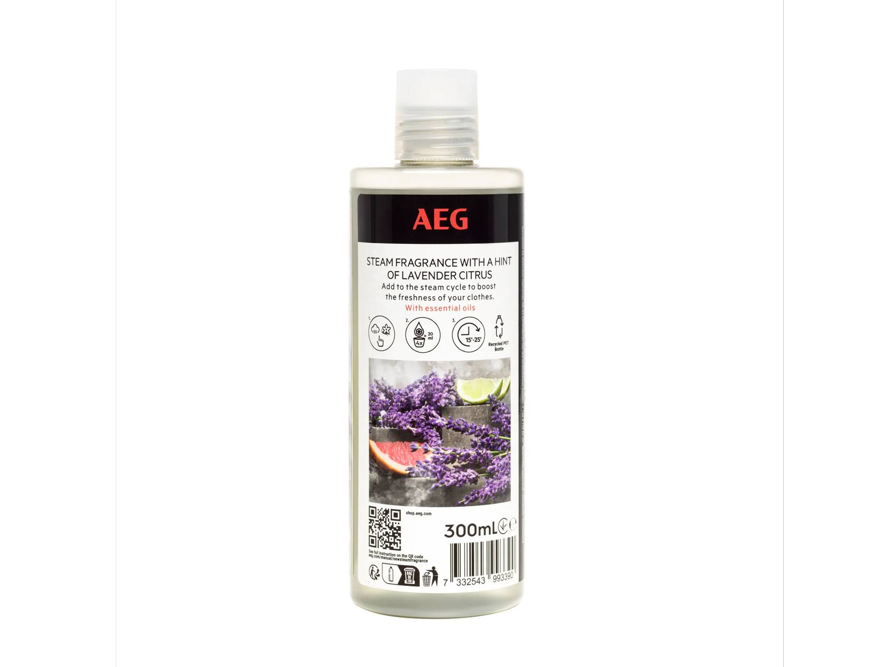 Un frasco de 300 ml de fragancia de vapor AEG con lavanda, cítricos y aceites esenciales.