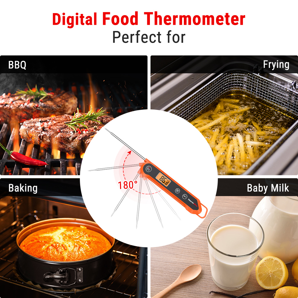 Digitale Fleischthermo-Anzeige für BBQ, Frittieren, Backen und Milch.
