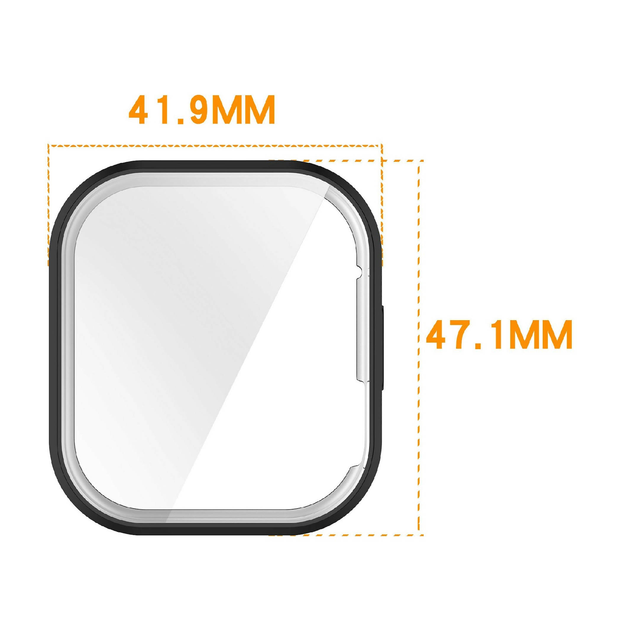 Technische Zeichnung einer Smartwatch mit den Maßen 41,9mm Breite und 47,1mm Höhe.