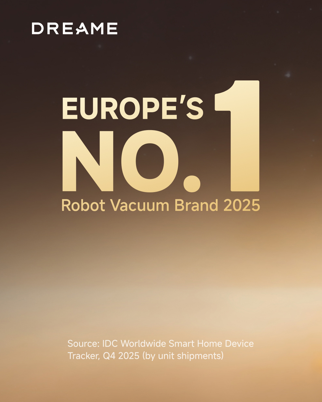 Reklama Dreame: marka odkurzaczy automatycznych nr 1 w Europie w 2025 roku.