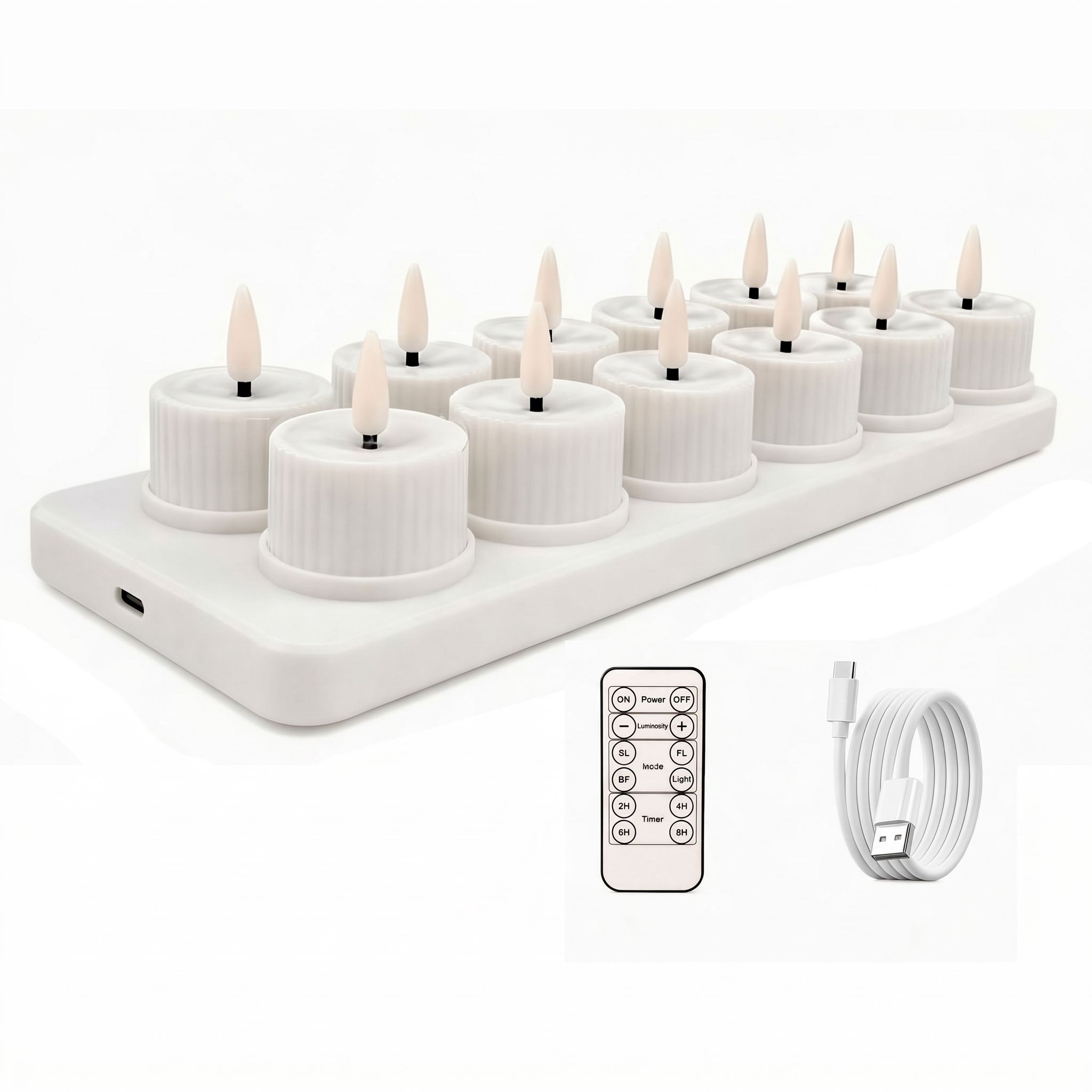 HIYORI 2*6 LED Flackerlicht Type-C Aufladbar Streifen electric candle light
