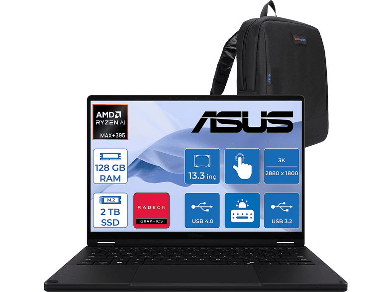 ASUS Proart PX13 Radeon8060S LHN7306EACF28 AMD Ryzen AI Max+ 395 128 GB RAM 2 TB SSD 13,3 inç FreeDOS Laptop+Çanta Siyah