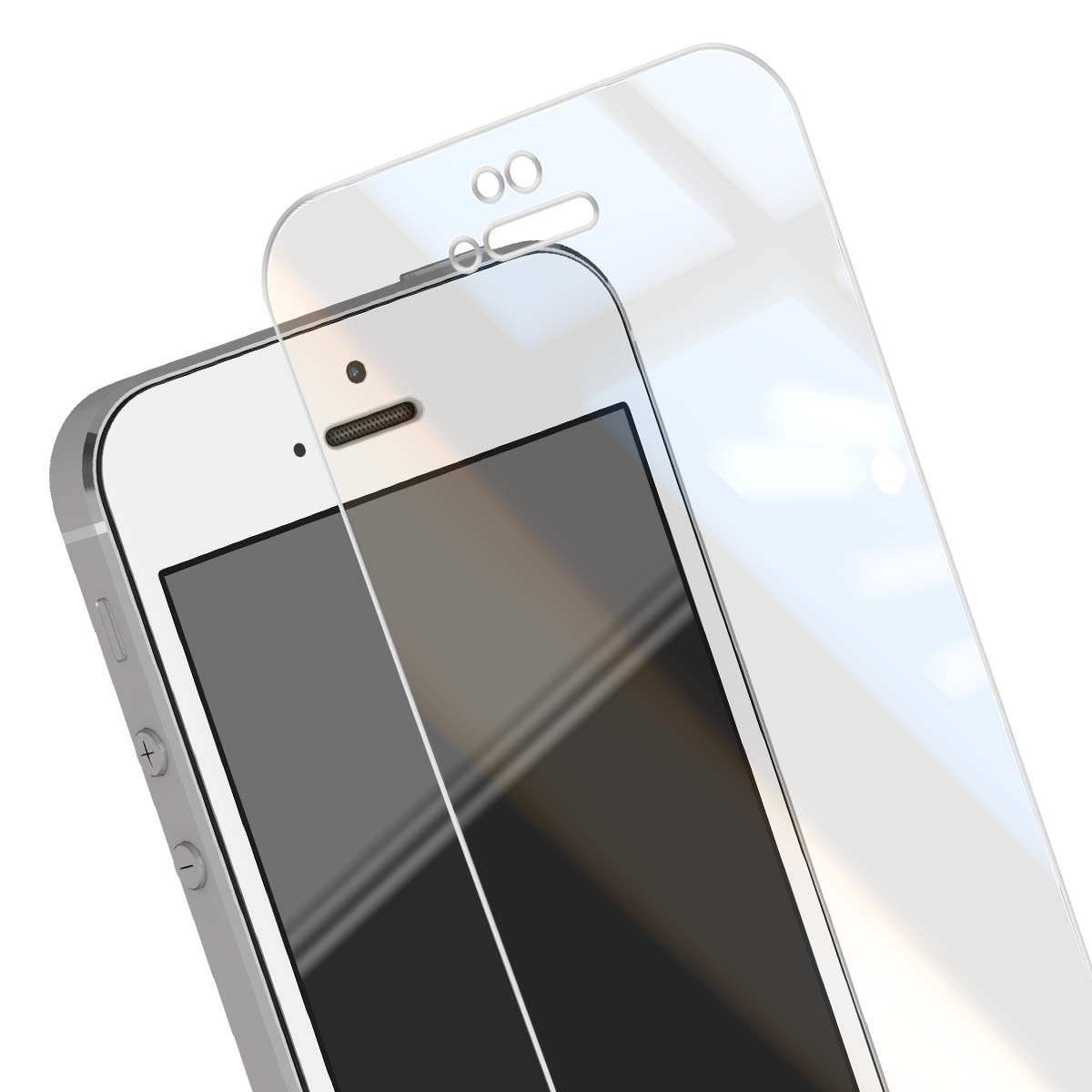 Un protector de pantalla transparente y brillante se coloca sobre el teléfono blanco.
