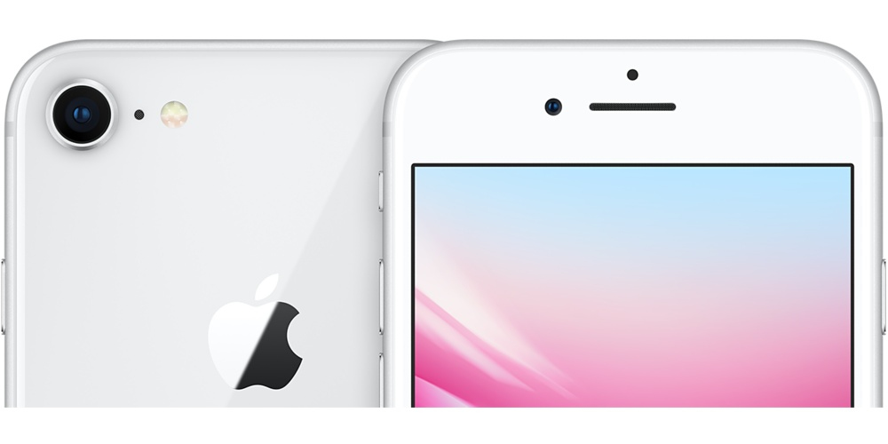 Back and front view of a white iPhone showing the Apple logo and camera.