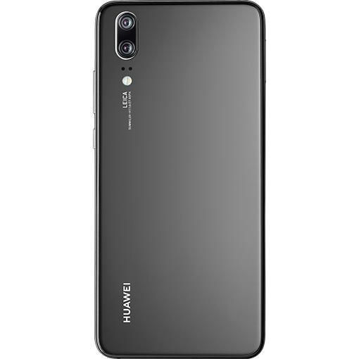 Retro di uno smartphone Huawei nero con doppia fotocamera verticale e logo Leica.