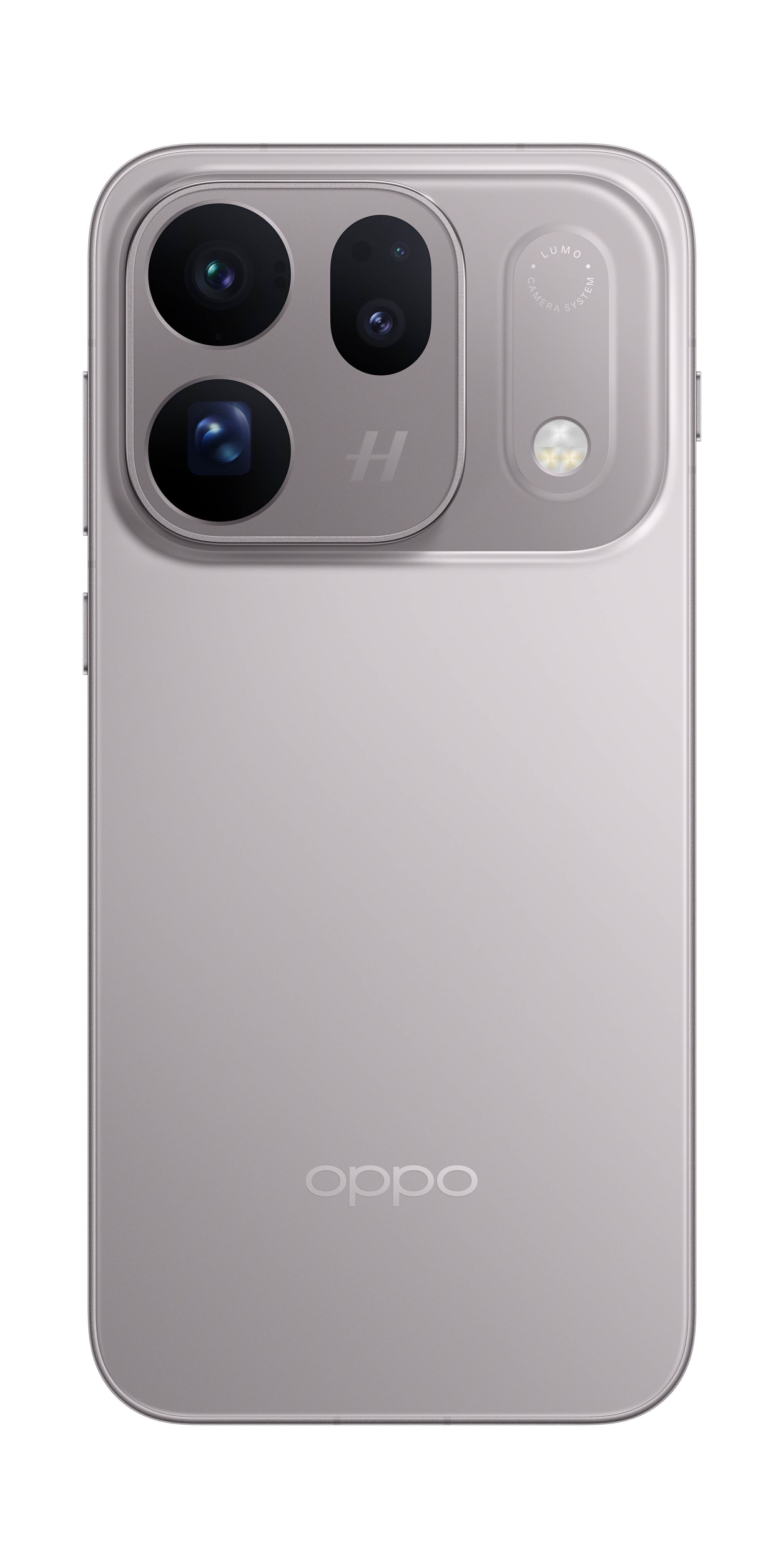 Back of a silver Oppo smartphone showing a triple camera module and logo.