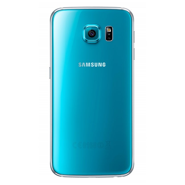 Retro di uno smartphone Samsung blu con fotocamera e logo.