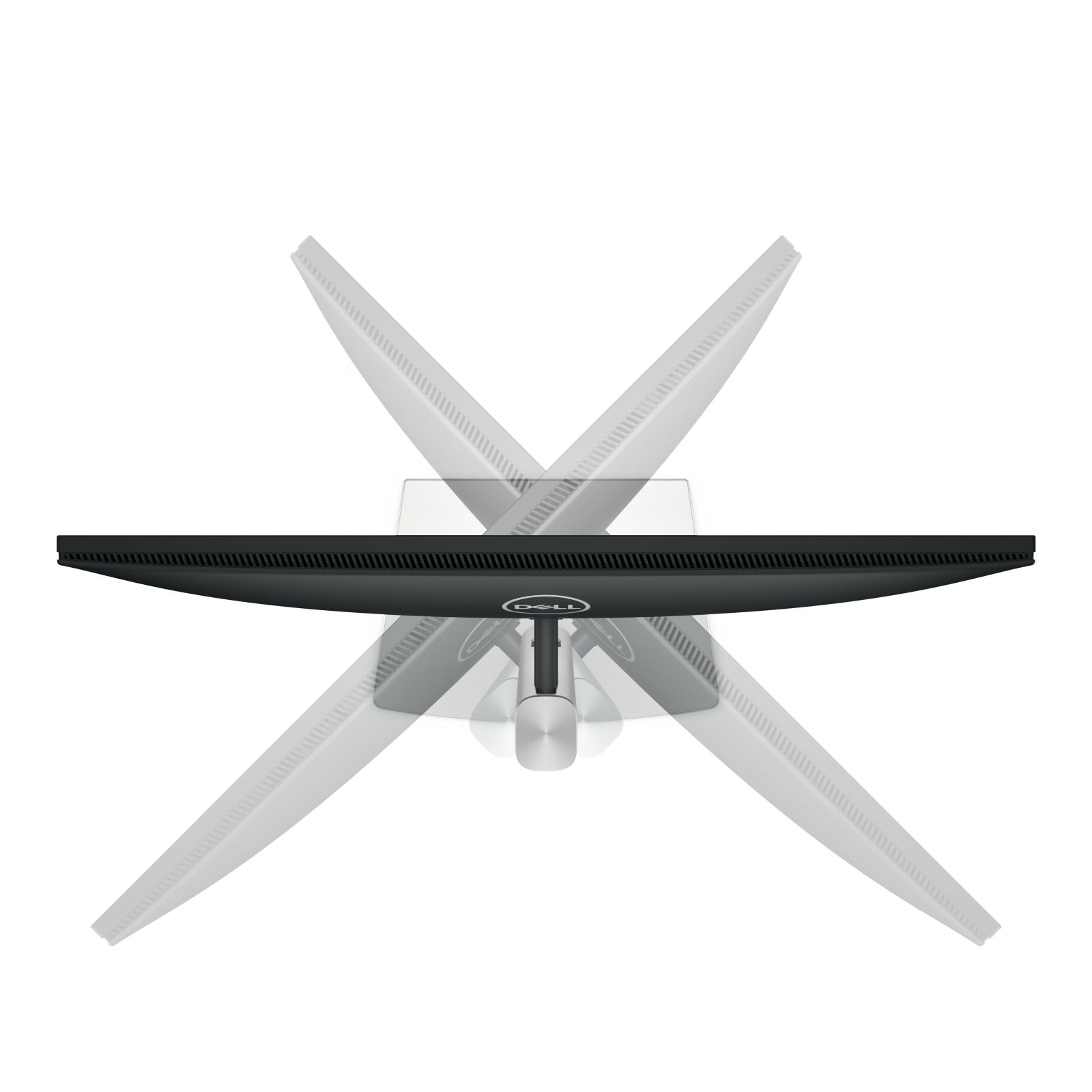 Vista superior de un monitor Dell que muestra su rotación de 360 grados.