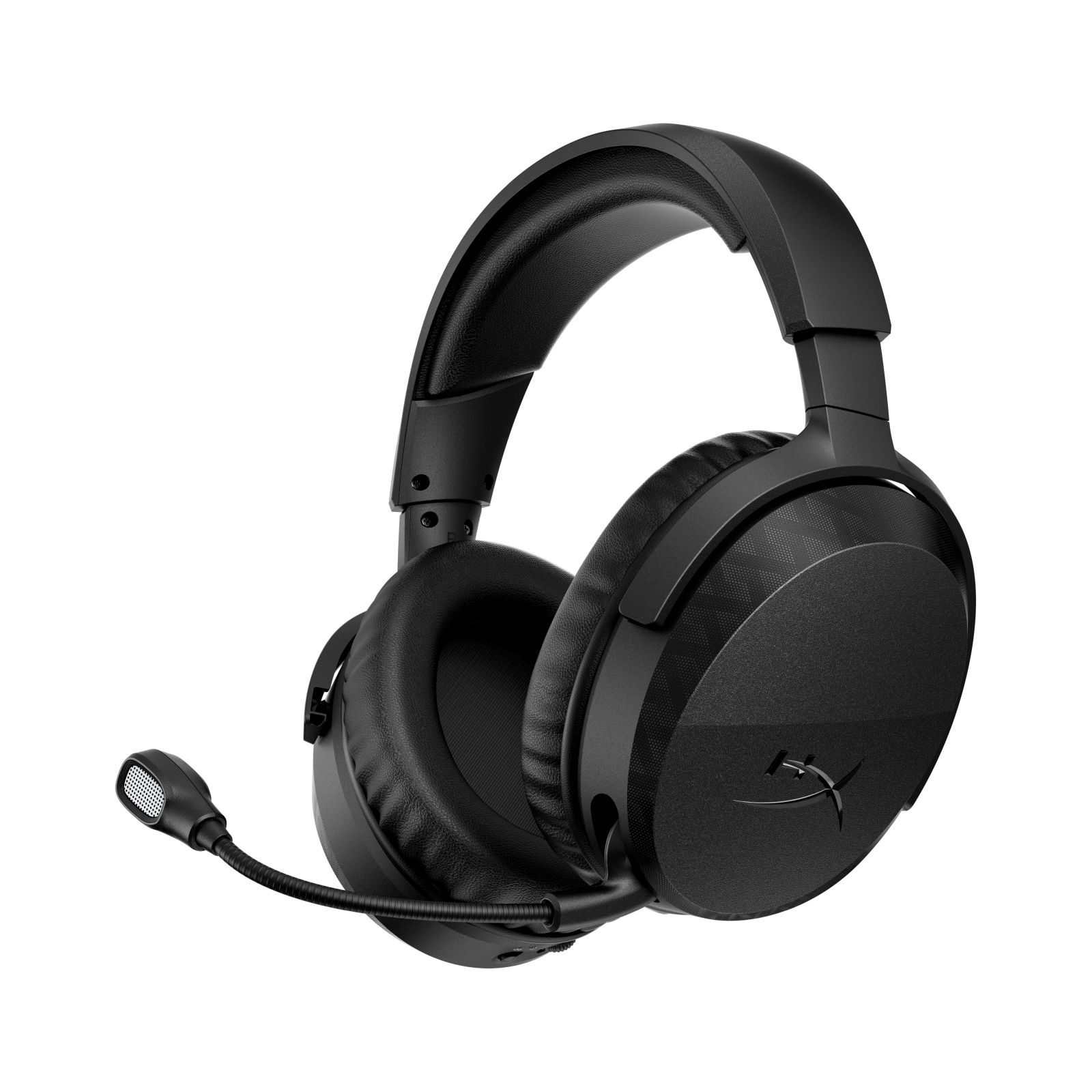 Schwarze Over-Ear-Gaming-Headset mit gepolstertem Bügel und angebrachtem Mikrofon.