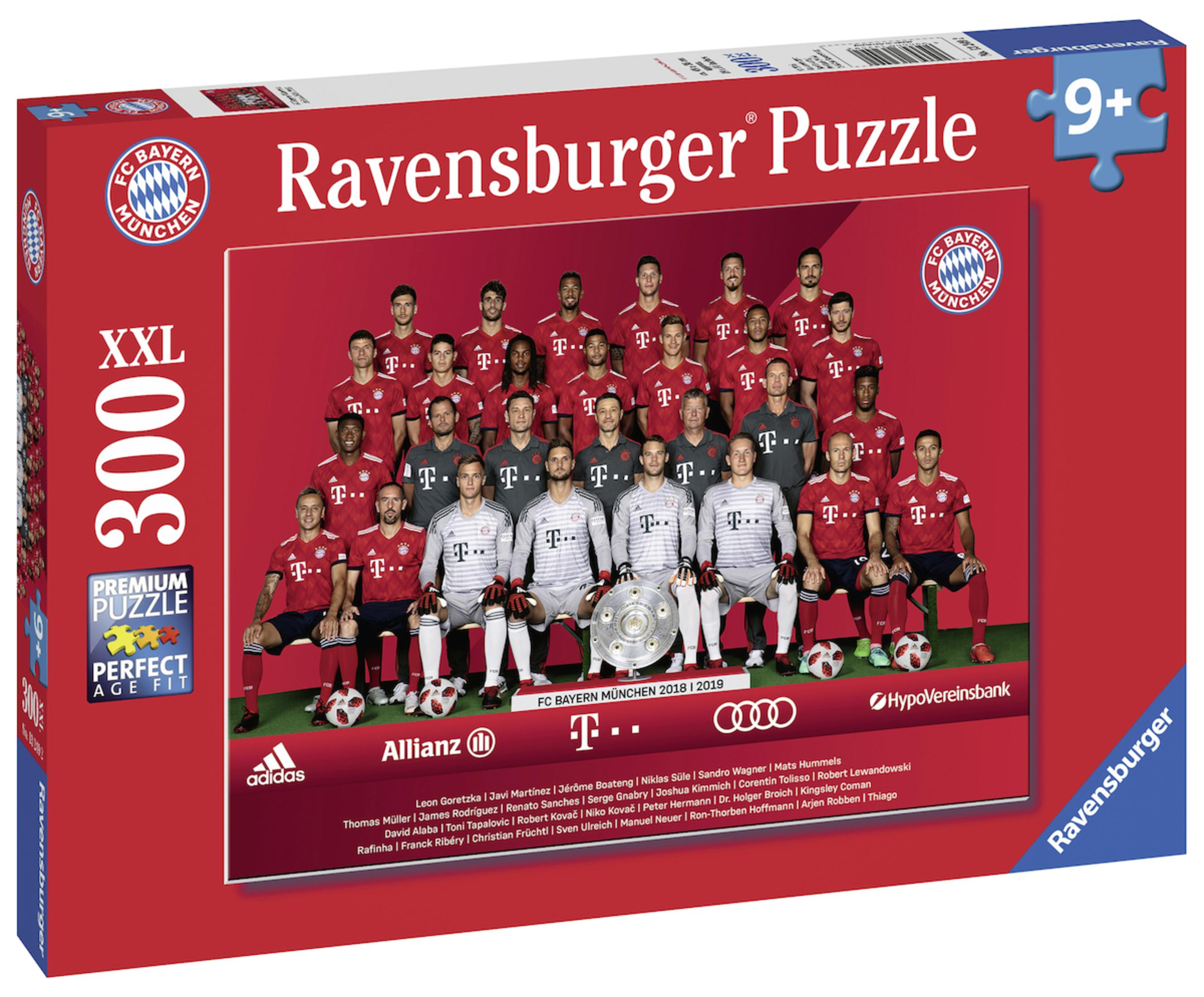 Ravensburger XXL-Puzzle mit dem FC Bayern München Teamfoto der Saison 2018/2019.