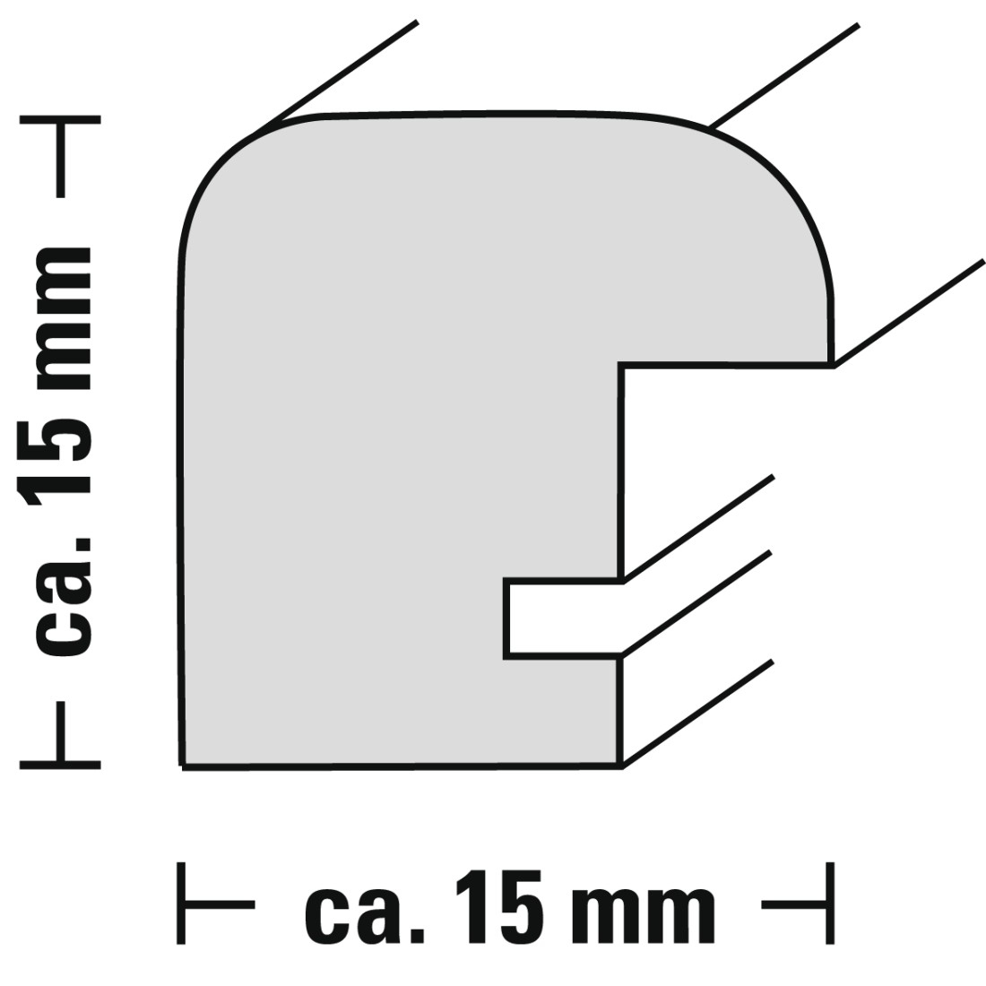 Rysunek techniczny profilu o wymiarach ok. 15 mm.