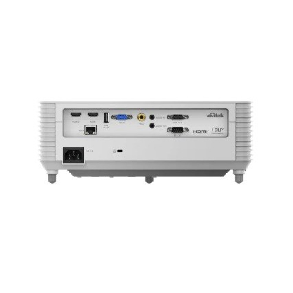 Tył projektora Vivitek z portami HDMI, VGA, USB i audio.