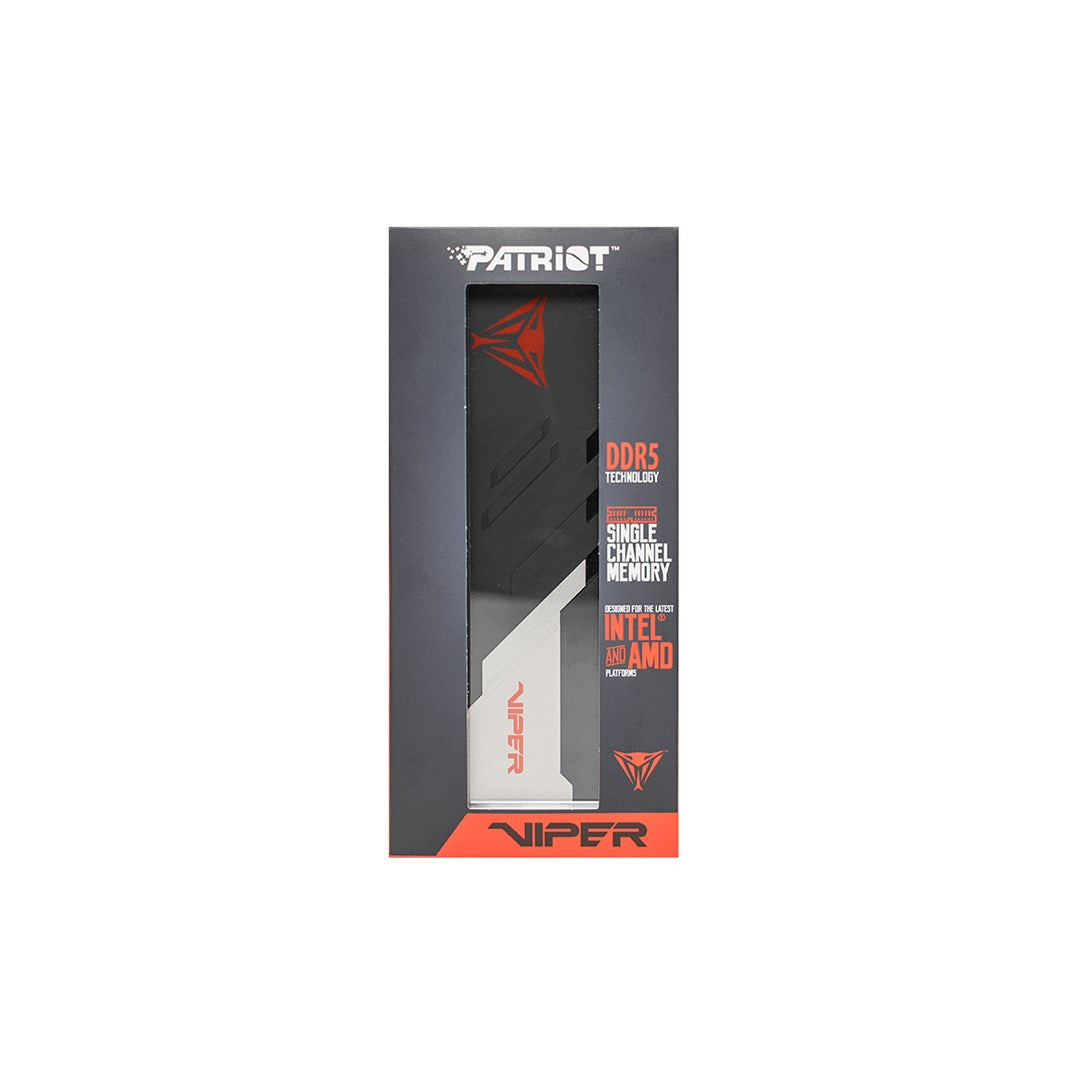 Opakowanie pamięci RAM Patriot Viper DDR5 w kolorze czarnym i czerwonym.