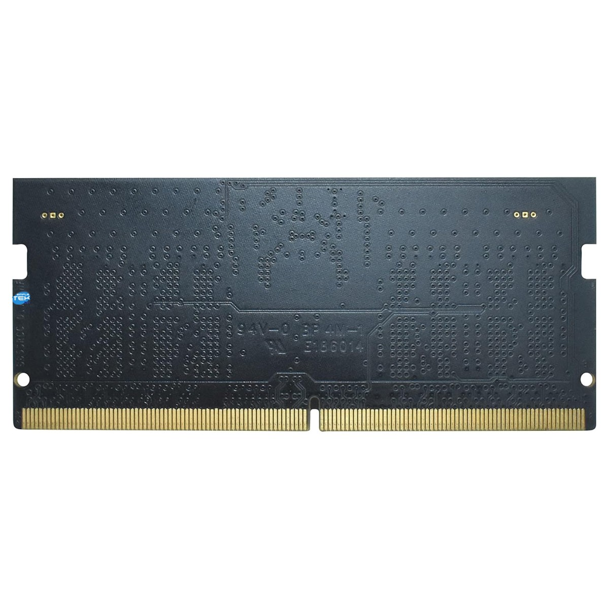Un banco di memoria RAM nero con contatti dorati in basso.