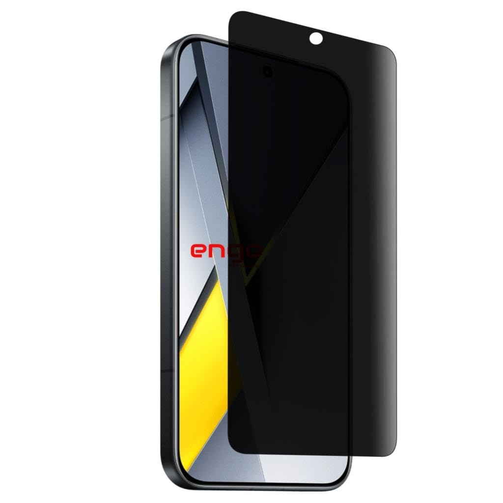 Ekranın üzerine kısmen yerleştirilmiş siyah gizlilik ekran koruyuculu bir akıllı telefon.