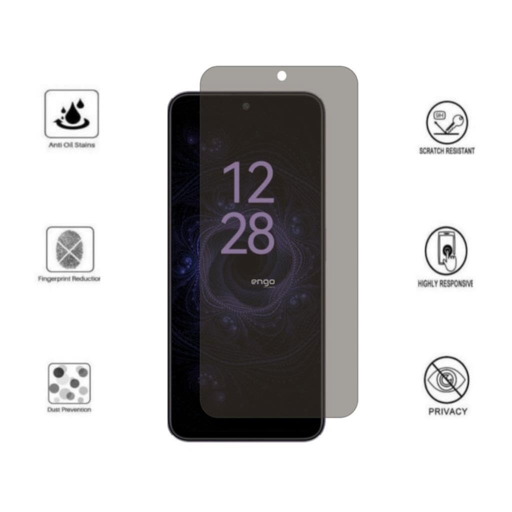 Ekran koruyuculu ve çizilme direnci ile gizlilik gibi özellikler için altı simgeli akıllı telefon.