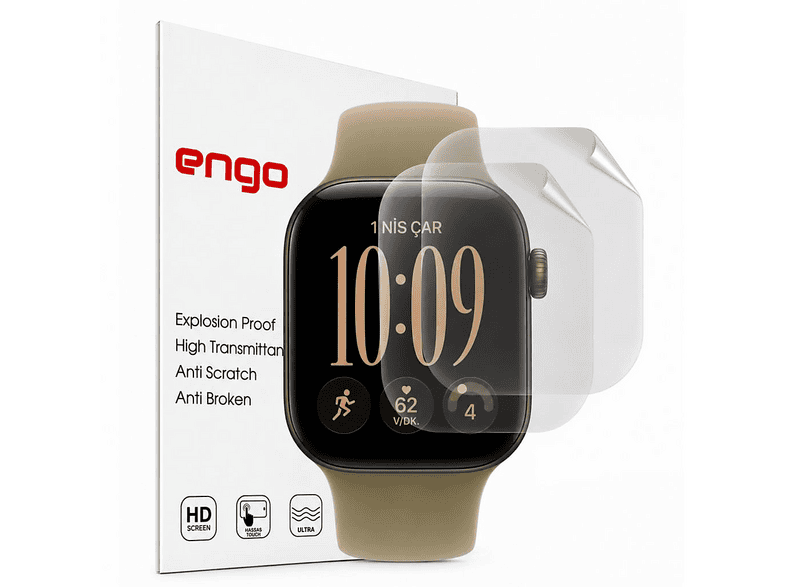 ENGO Apple Watch Series 12 42 mm İle Uyumlu TPU A3582 Çizilmeye Dayanıklı Akıllı Saat Koruması 2 Adet Ekran Koruyucu
