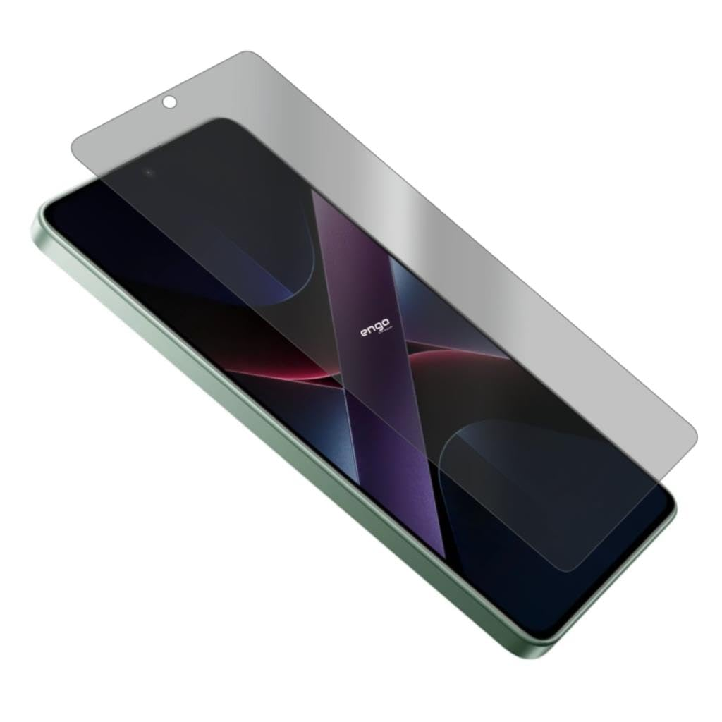 Beyaz arkaplanda, üzerinde hafifçe süzülen bir ekran koruyucu bulunan yeşil bir akıllı telefon.