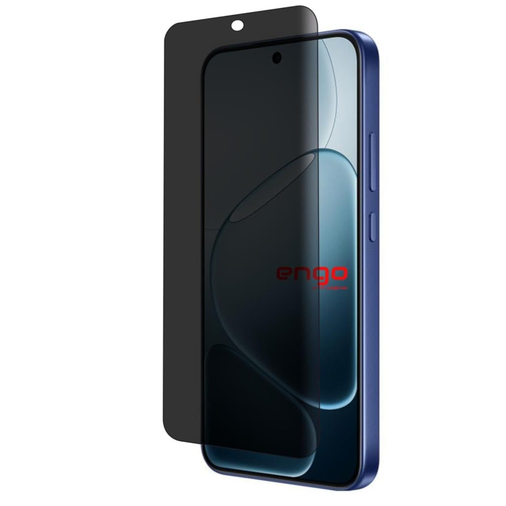 Kısmen soyulmuş koyu renkli ekran koruyuculu mavi bir akıllı telefon.