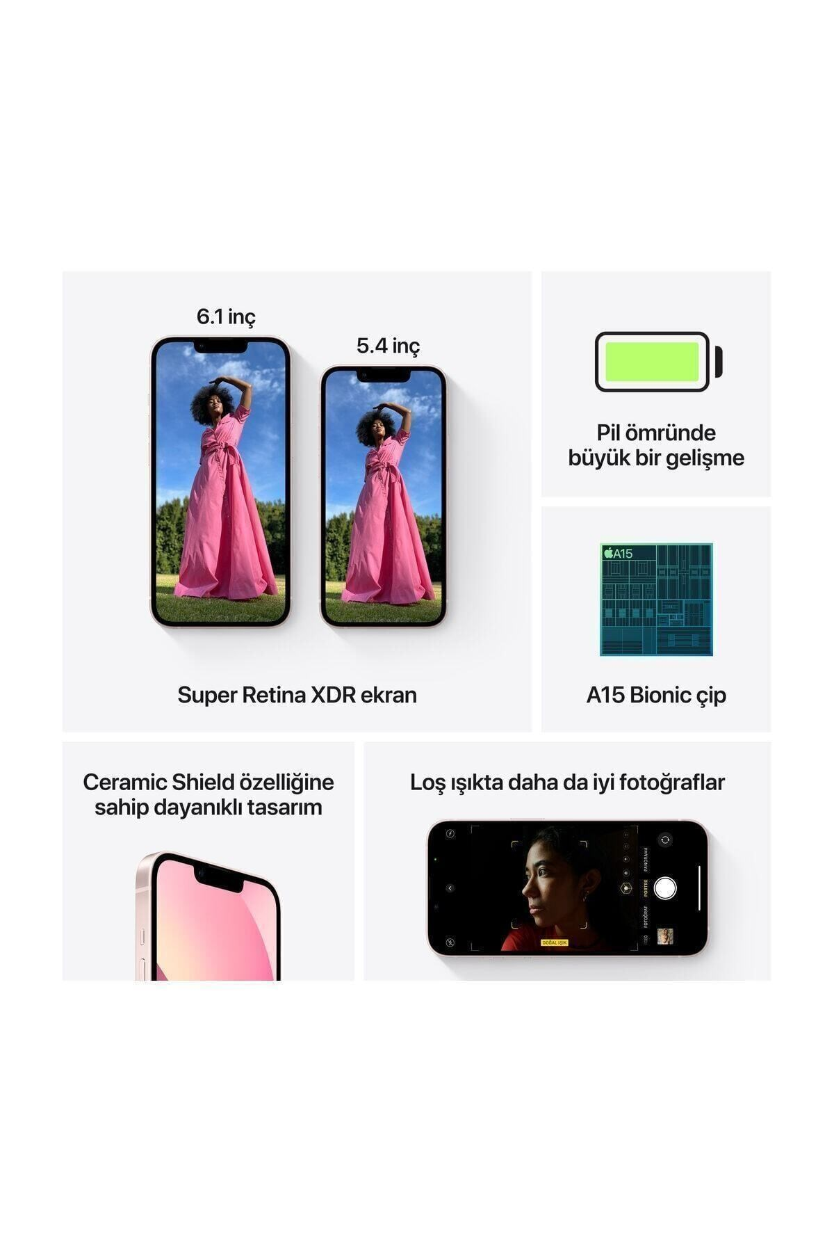 Grafik zeigt Smartphone-Funktionen mit Bildschirmgrößen, Batterie, A15 Chip und Kamera-Details.
