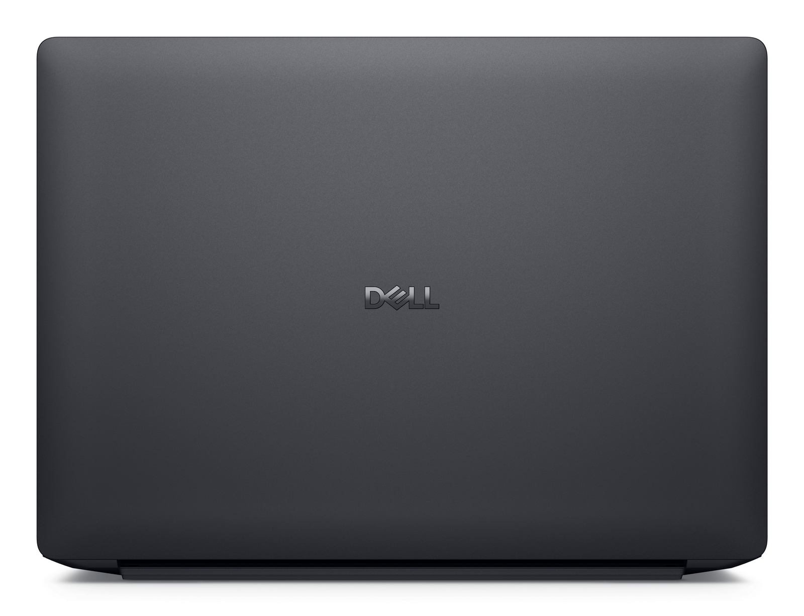 Laptop Dell grigio scuro chiuso con logo argentato centrato sul coperchio.