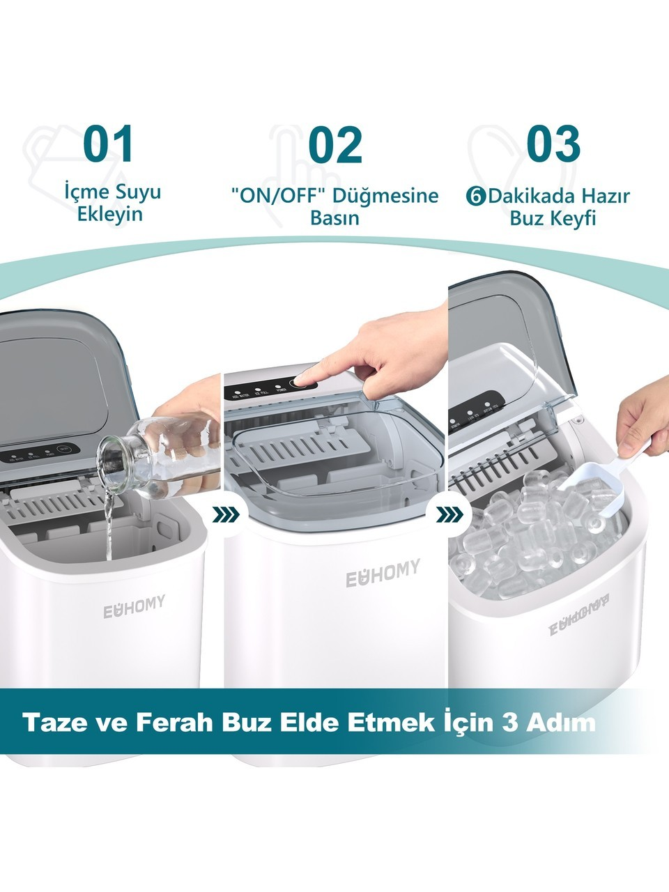 EUHOMY Bullet (Kapsül) Buz Makinesi Kırmızı