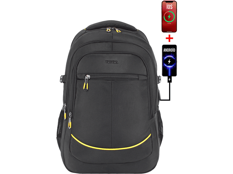 DADA 09 USB Type-C Aparatlı Unisex Seyahat ve 18 inç Laptop Sırt Çantası Siyah