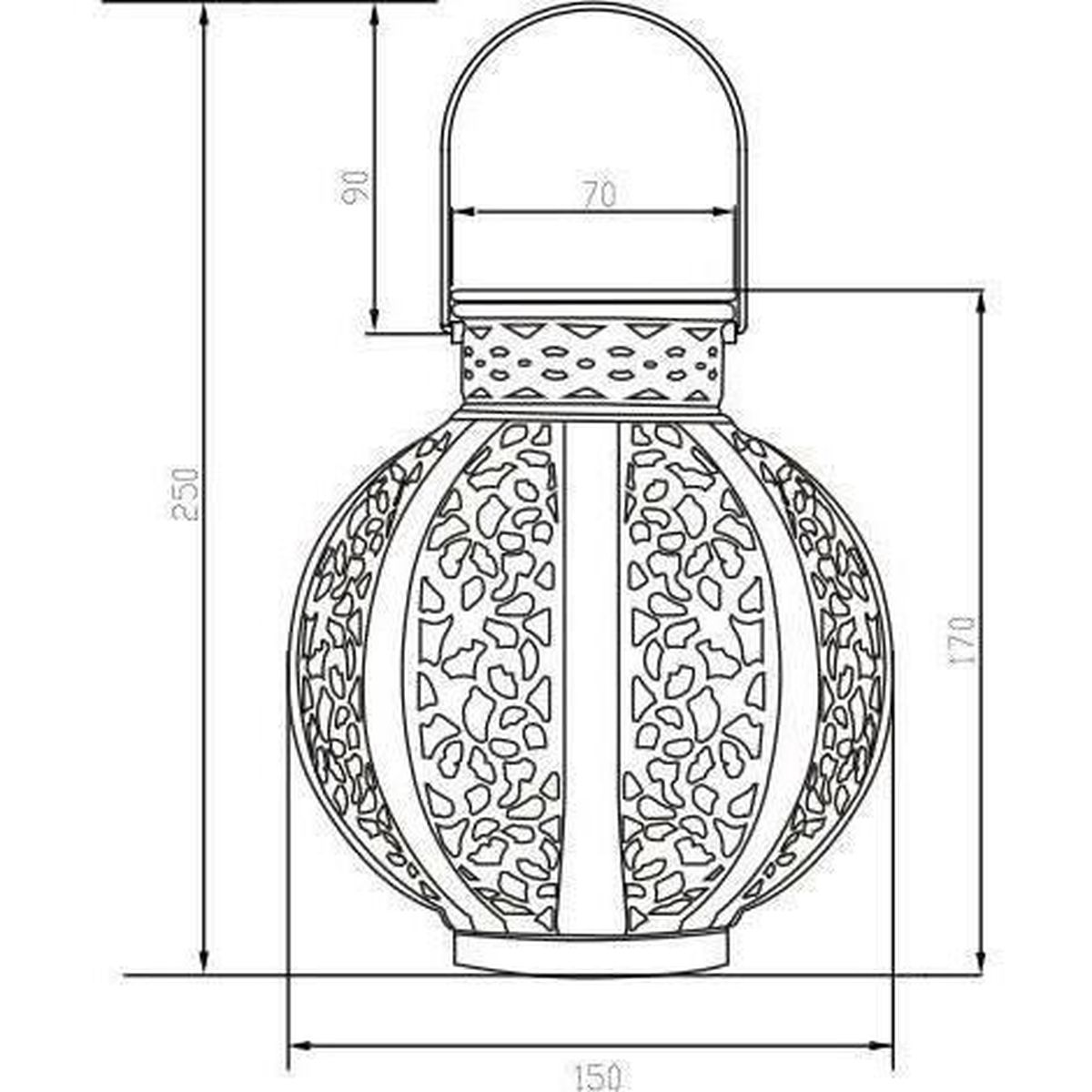 Technische Zeichnung einer runden Lampe mit Maßangaben.