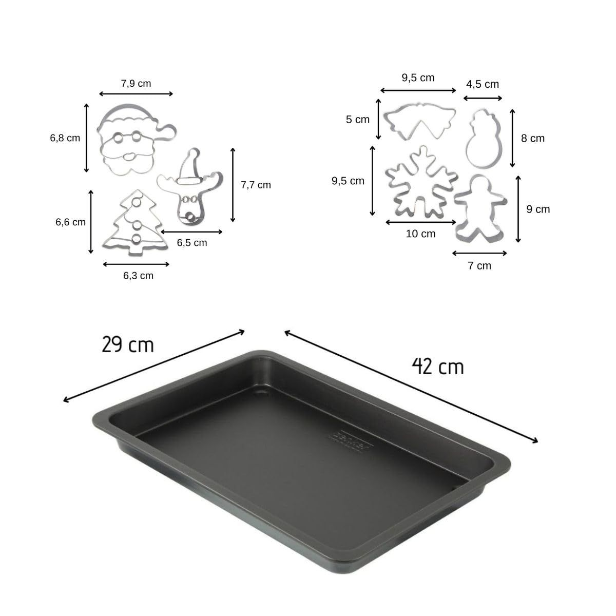 ZENKER 42x29cm 7er Rechteckiges Backblech-Set mit Ausstechern