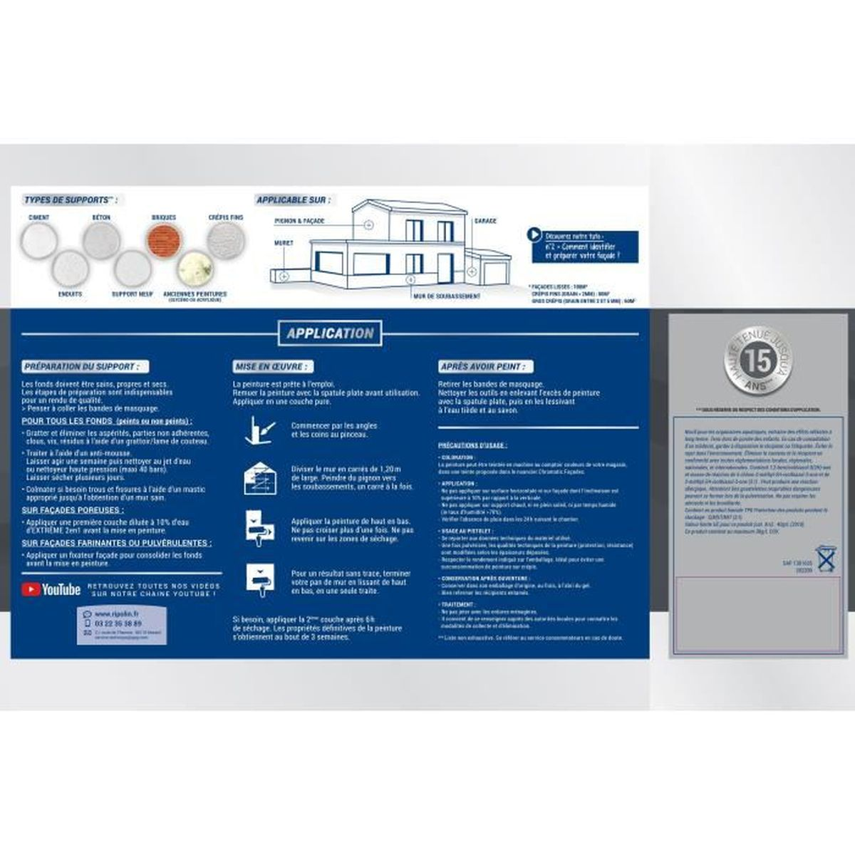 Instruction manual with text, diagrams, and a house illustration in blue and white.