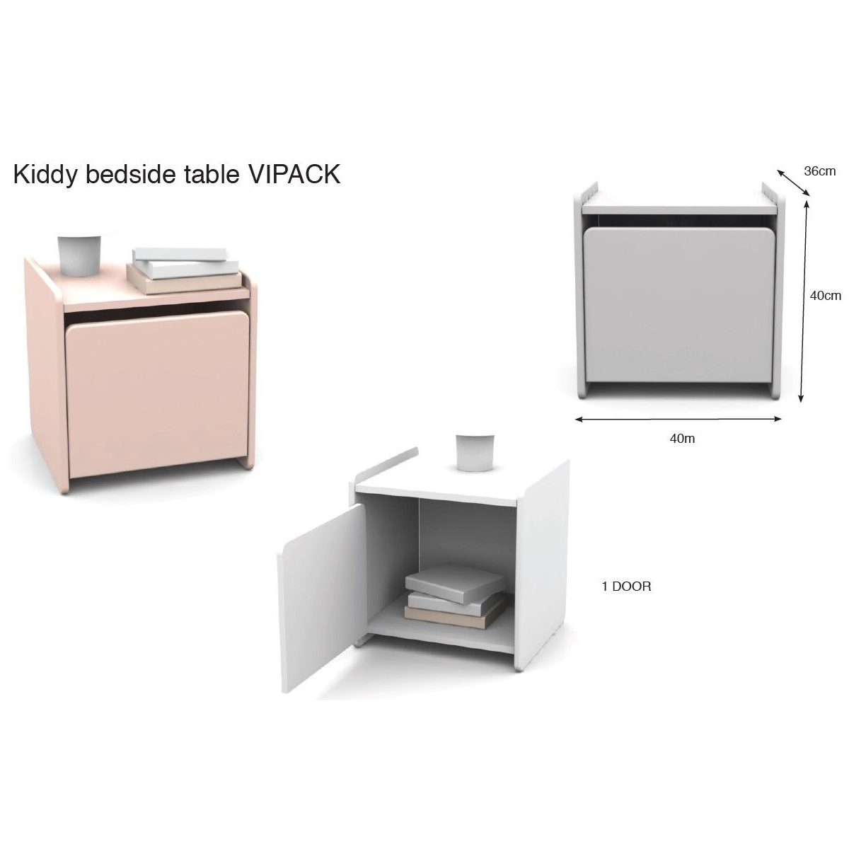 VIPACK KIDDY Einzelbett aus lackiertem und rohem Holz Boxspringbett ...