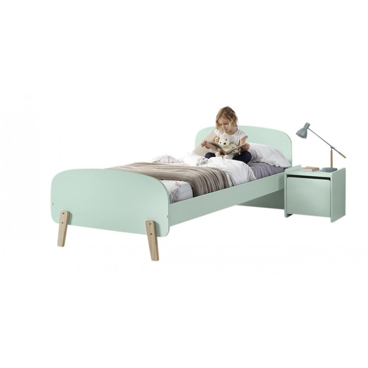 VIPACK KIDDY Einzelbett aus lackiertem und rohem Holz Boxspringbett ...