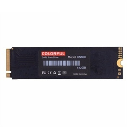 Beyaz arka planda altın arayüze sahip siyah Colorful CN600 512GB M.2 NVMe SSD.