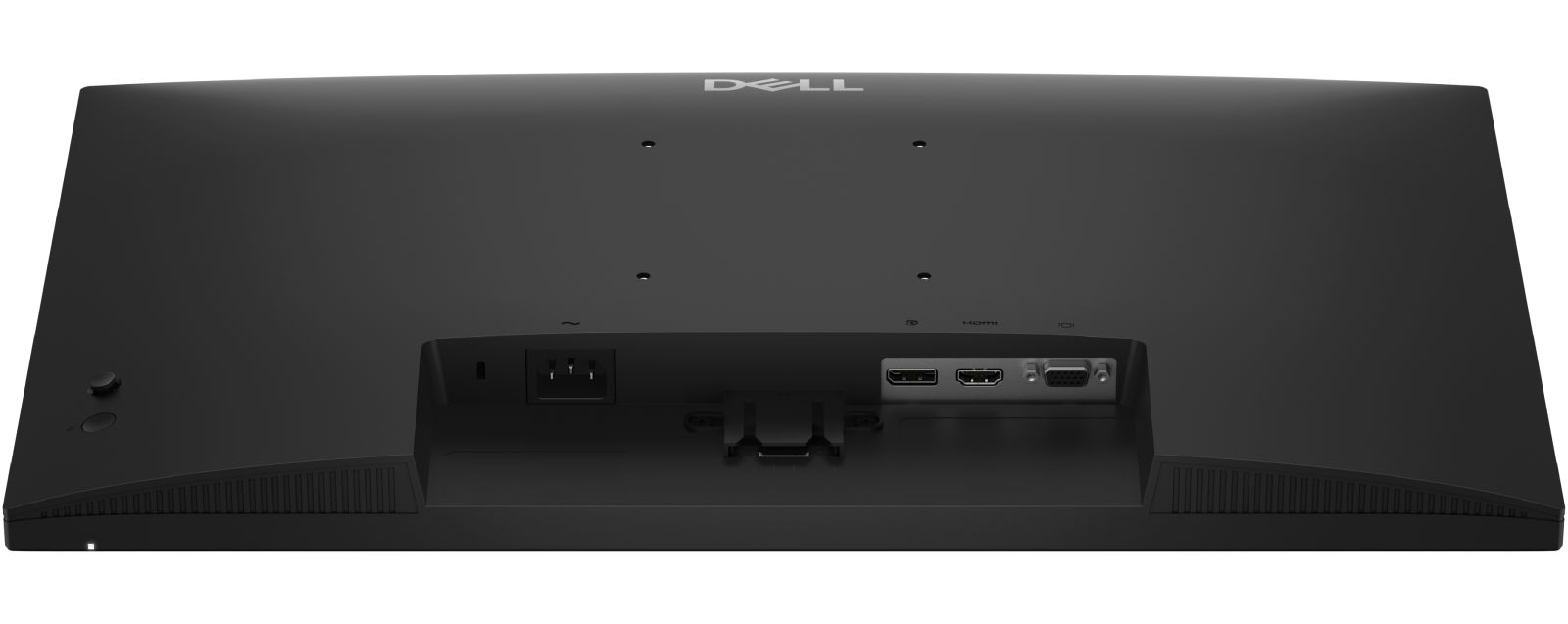Vista posteriore di un monitor Dell nero che mostra le porte di alimentazione e video, inclusi HDMI e VGA.