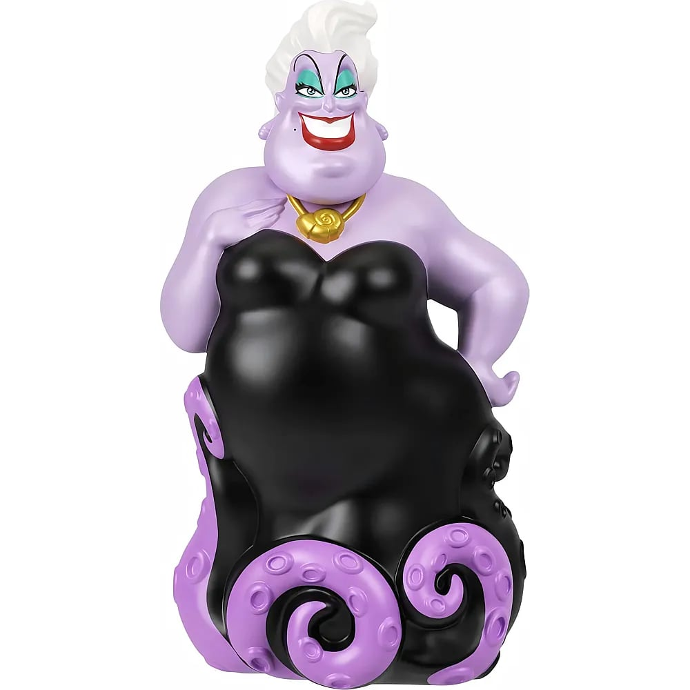 Una figura de Úrsula de La sirenita de Disney con piel morada, vestido negro y tentáculos.