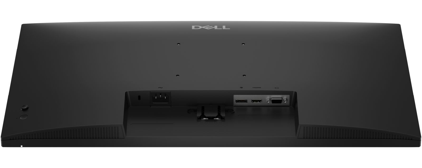 Vista posteriore di un monitor Dell nero che mostra le porte di alimentazione e video, inclusi HDMI e VGA.