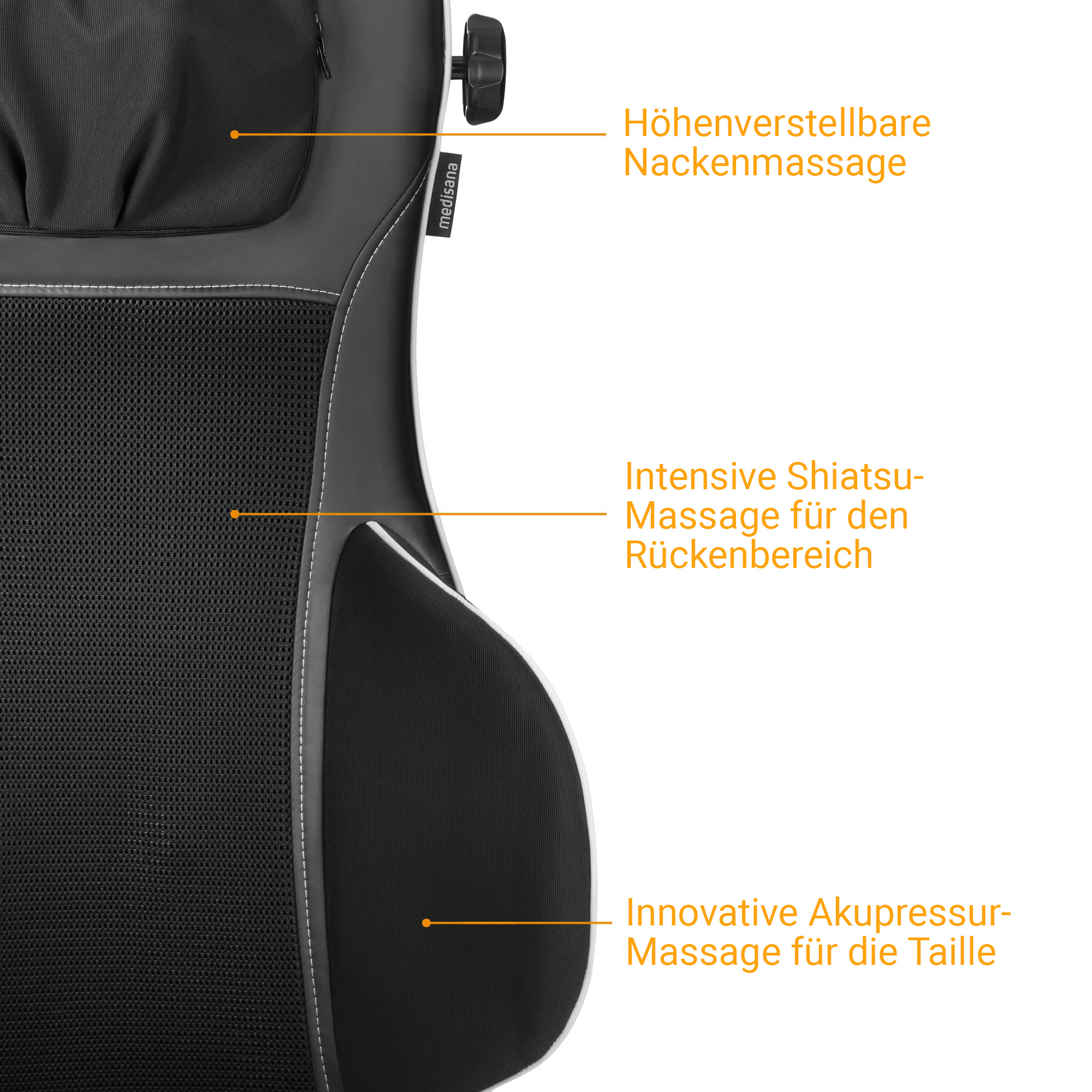 Asiento de masaje con masaje de cuello ajustable, masaje de espalda Shiatsu y acupresión en la cintura.