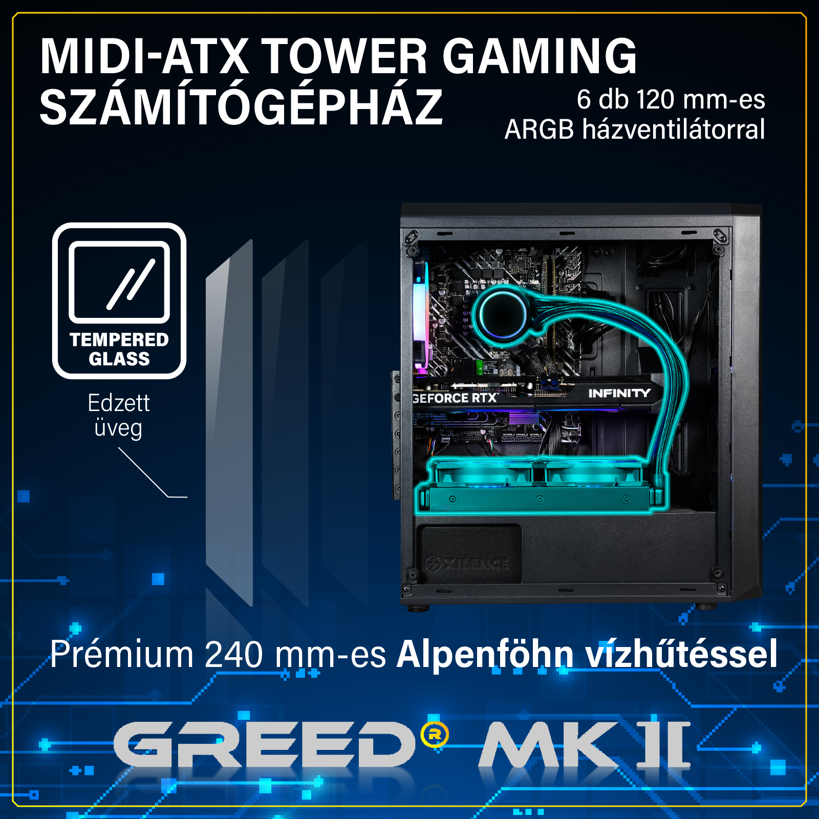 GREED MK2 AMD Pro PC | 16GB Fekete Gamer PC (/Radeon™ RX 9070/16 GB RAM ...