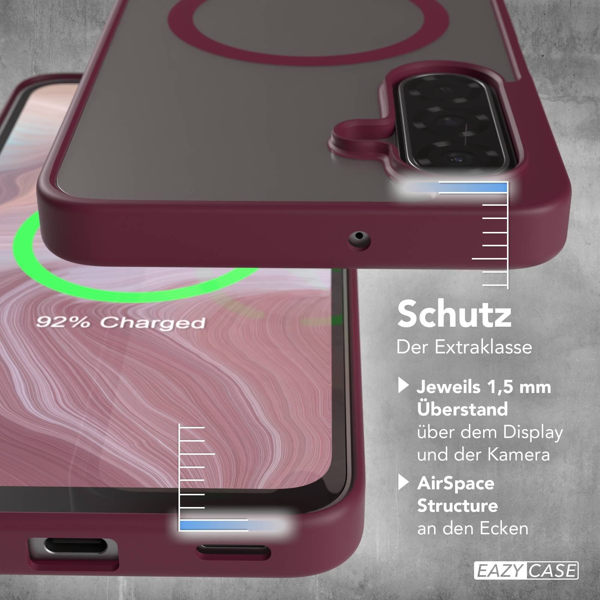 Rote Schutzhülle mit 1,5 mm Überstand für Display und Kamera sowie AirSpace Struktur.