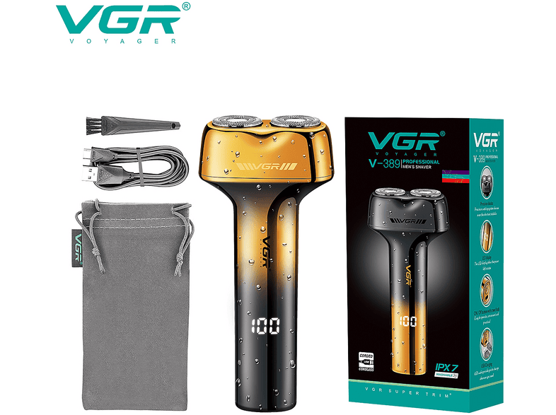 VGR V-389 Su Geçirmez Sakal IPX7 Folyo Shaver Tıraş Makinesi Sarı