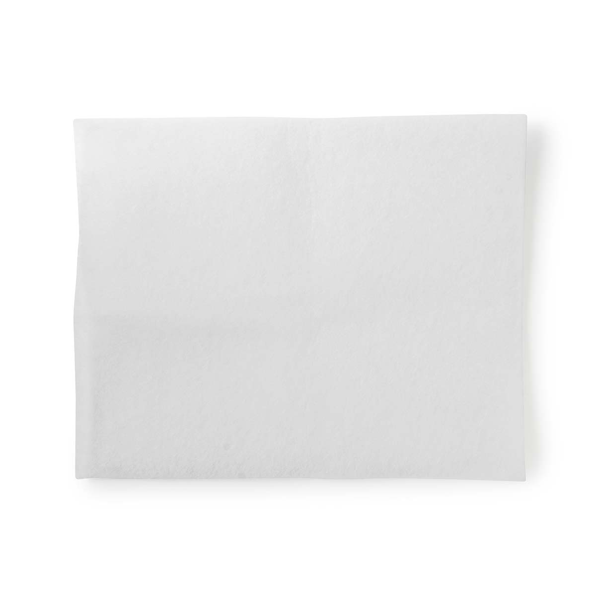 A folded white paper napkin against a white background.