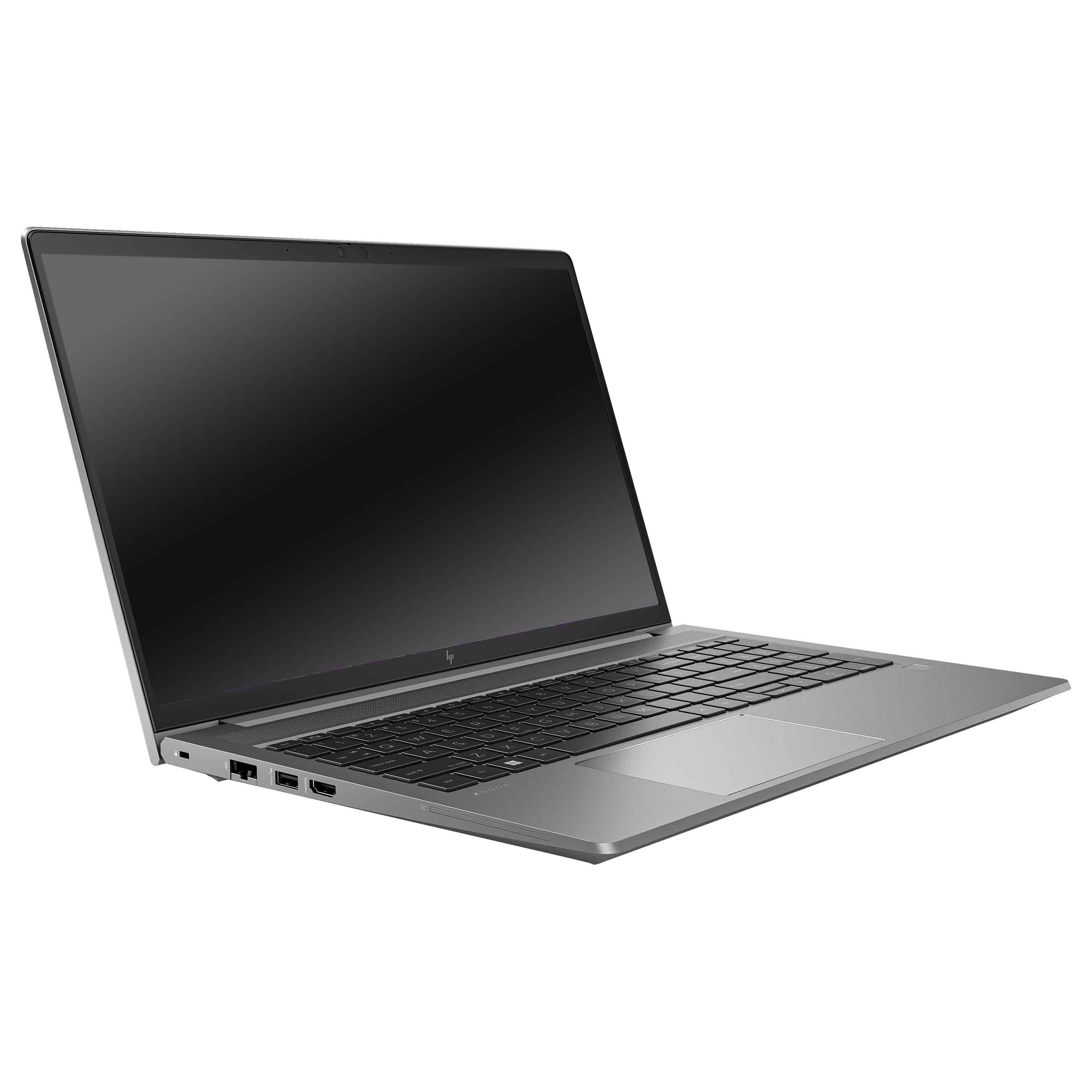 Ein silberner Laptop mit schwarzer Tastatur steht auf einer weißen Oberfläche.