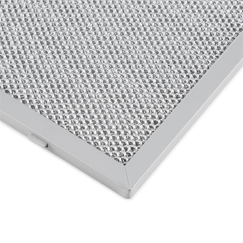 Metallfilter für Dunstabzugshaube mit feinem, silbernem Netz und Rahmen.