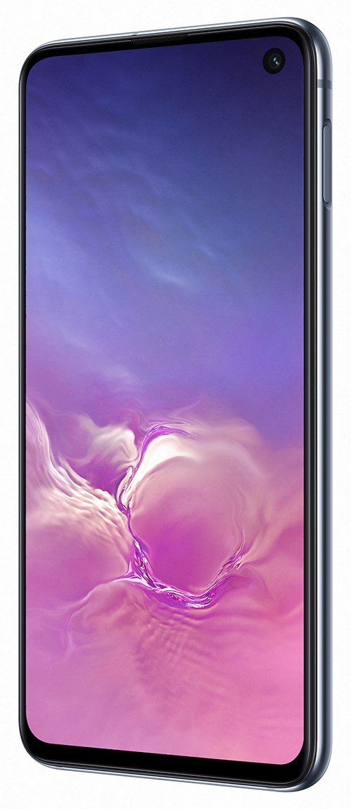 Smartphone con esquinas redondeadas y fondo de pantalla morado.